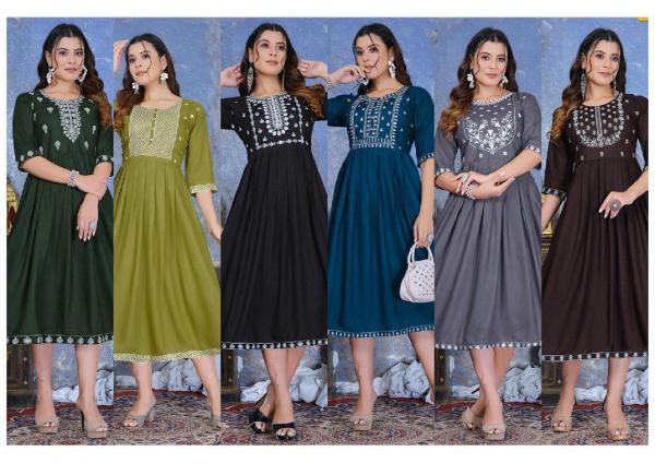 Trendy Tara Sitara Heavy Rayon Anarakli Kurti Collection